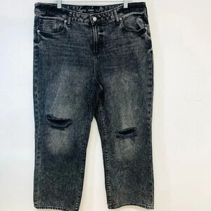Express Jeans 90s Ankle Boot Woman‎ 14  Black Fade Distressed All Cotton Boho